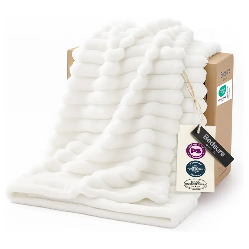 50" X 60" Bedsure Super Soft Cozy White Throw Blanket 1