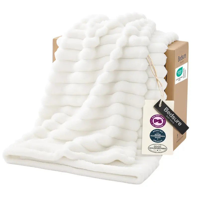 50" X 60" Bedsure Super Soft Cozy White Throw Blanket 1