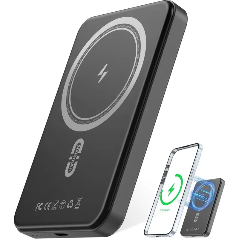 5000Mah Portable Magnetic Power Bank W/ 18W Usb-C Cable 1