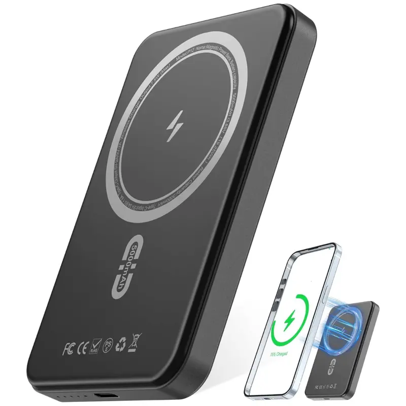 5000Mah Ultra Slim Magsafe Portable Power Bank W/ 18W Usb-C Cable 1