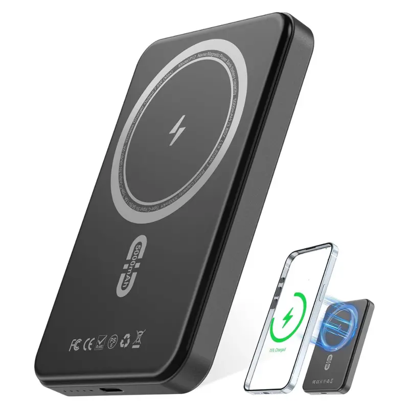 5000Mah Ultra Slim Magsafe Portable Power Bank W/ 18W Usb-C Cable 1