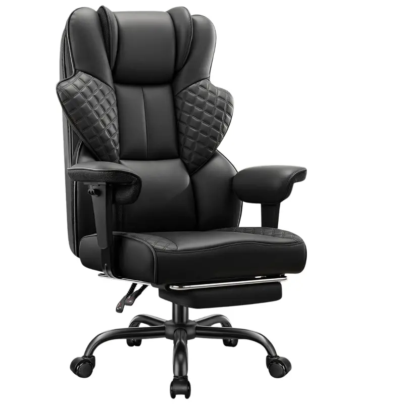 500Lbs Ergonomic Pu Leather Big & Tall Office Chair With Footrest 1