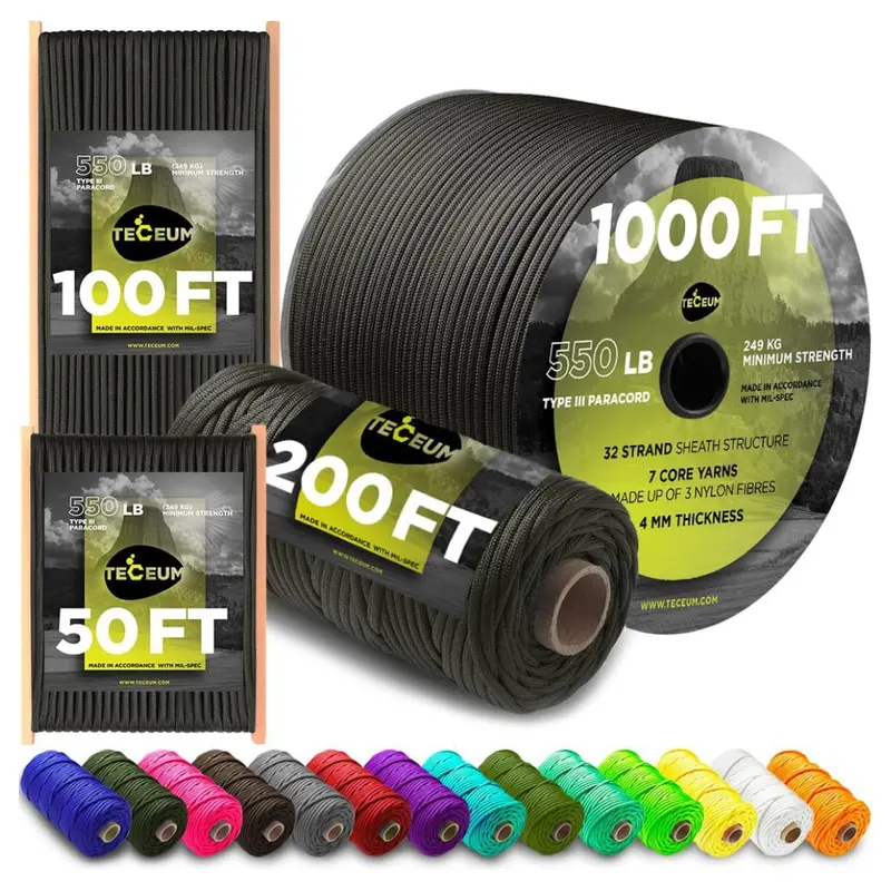 50Ft 5/32" Paracord Rope (45+ Colors) 1