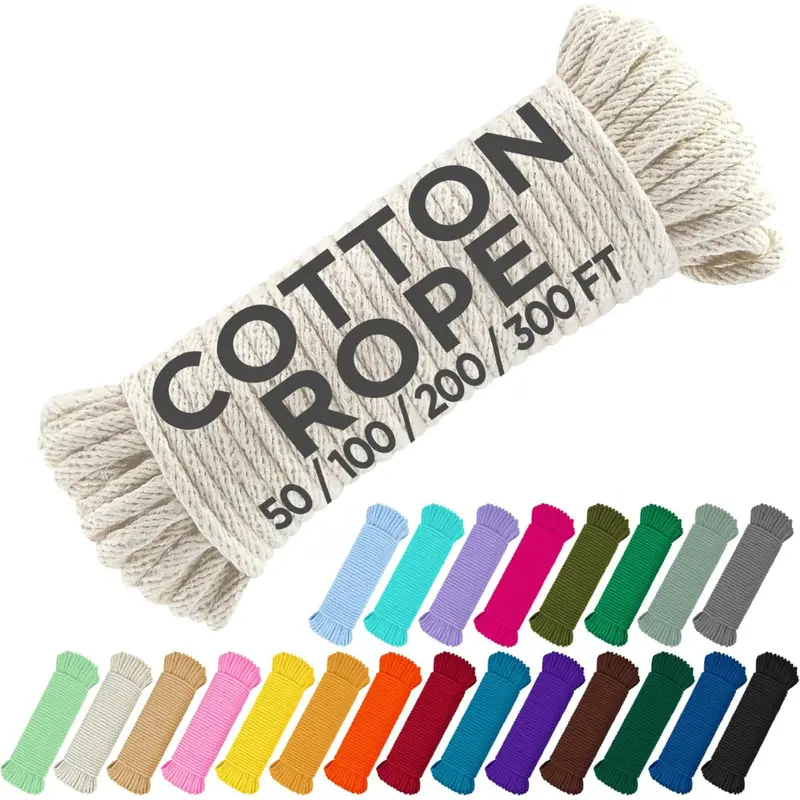 50Ft 500Lb 3/16" (5 Mm) Cotton Rope 1