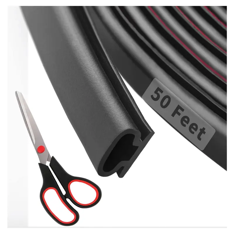 50Ft D-Shape Rubber Weather Stripping Door Seal Strip W/ Scissors 1