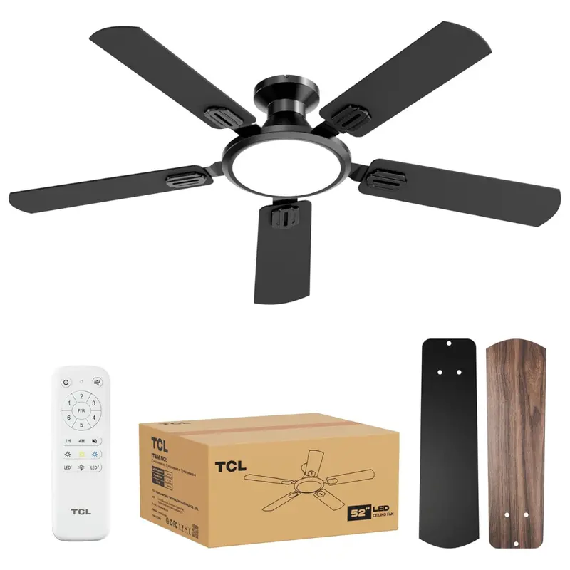 52" Tcl Low Profile Ceiling Fan With Light 1