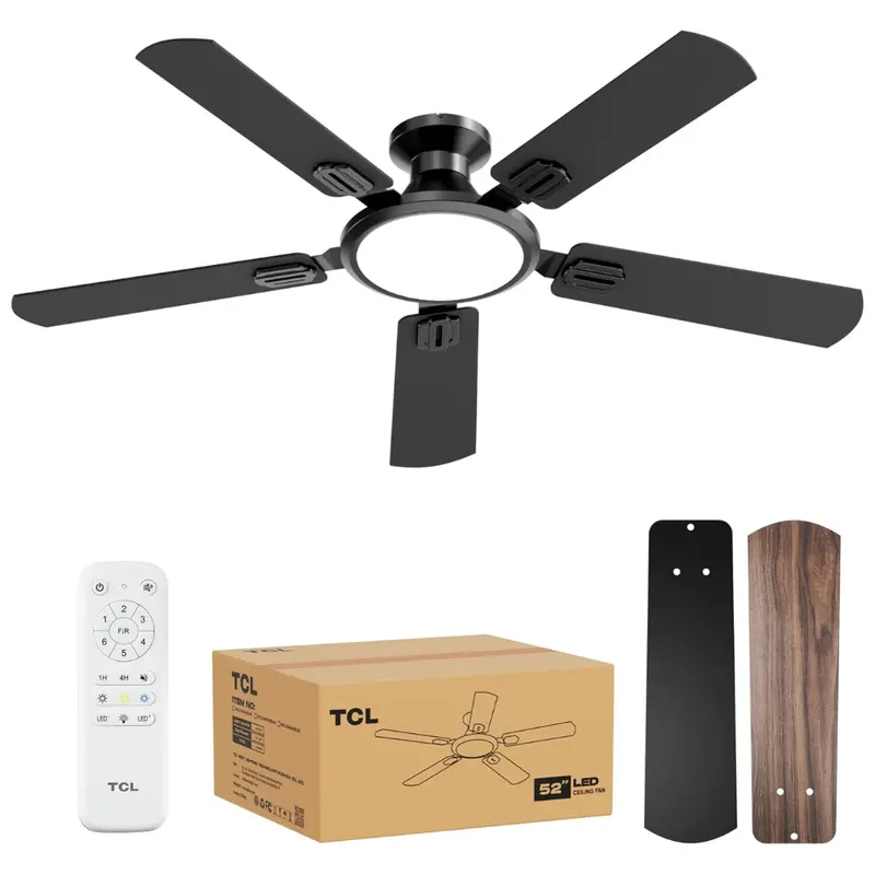 52" Tcl Low Profile Ceiling Fan With Light 1