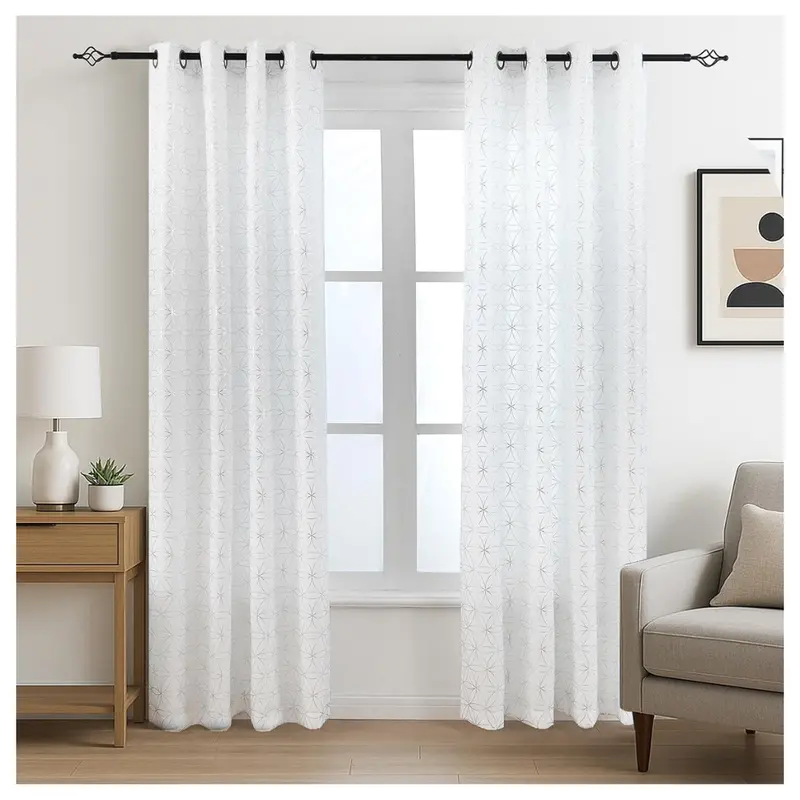 52'' X 84'' 2 Panels Metallic Geo Moroccan Tile Window Curtains 1