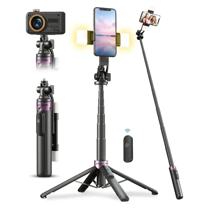 53'' Selfie Stick Tripod With Light 1