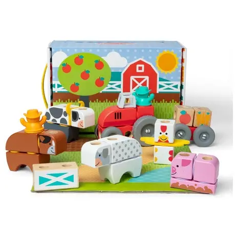 56-Piece Melissa & Doug Blockables Farm Snap And Play Wooden Building Blocks 1