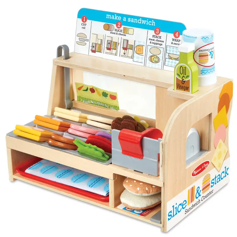 56-Piece Melissa & Doug Wooden Slice & Stack Sandwich Counter 1