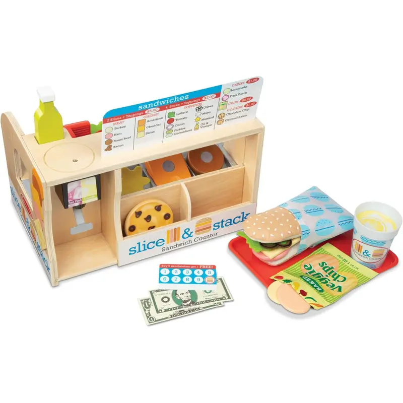 56-Piece Melissa & Doug Wooden Slice & Stack Sandwich Counter 1
