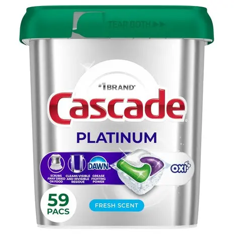 59 Cascade Platinum Plus Oxi Dishwasher Pods Fresh 1