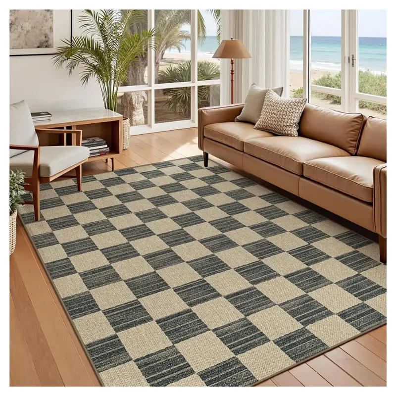 5'X7' Non Slip Non Shedding Checkered Area Rugs 1