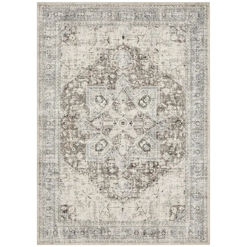 5X7ft Vintage Oriental Distressed Washable Boho Rug 1