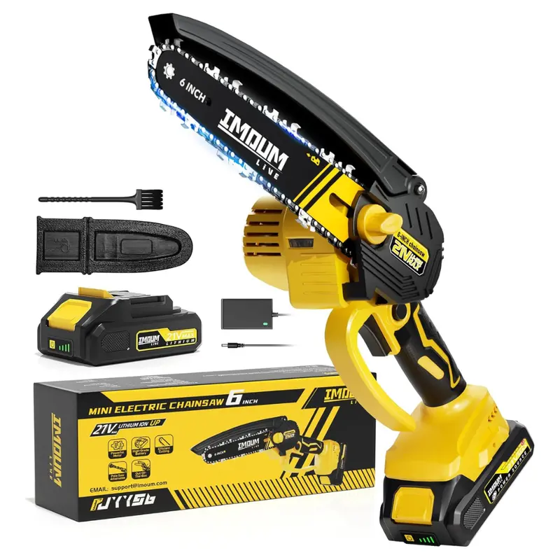 6" 21V Cordless Lightweight Mini Chainsaw W/ Battery & Charger 1