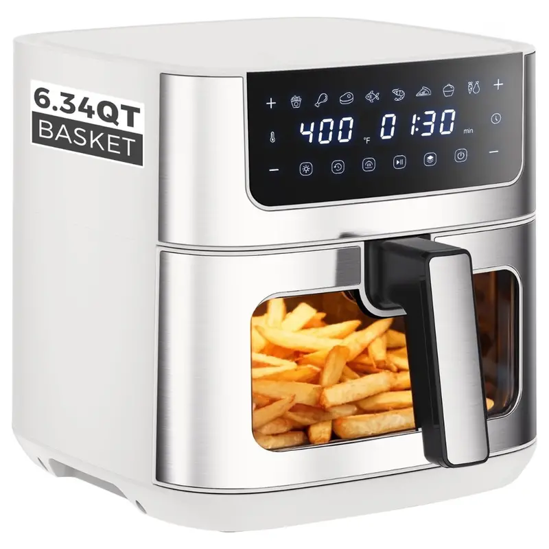 6.34-Qt Stainless Steel Nonstick Air Fryer With Window 1