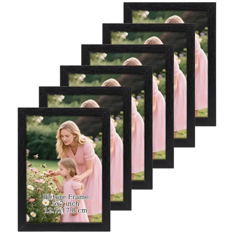 6-Count 5" X 7" Classic Black Picture Frames Set 1