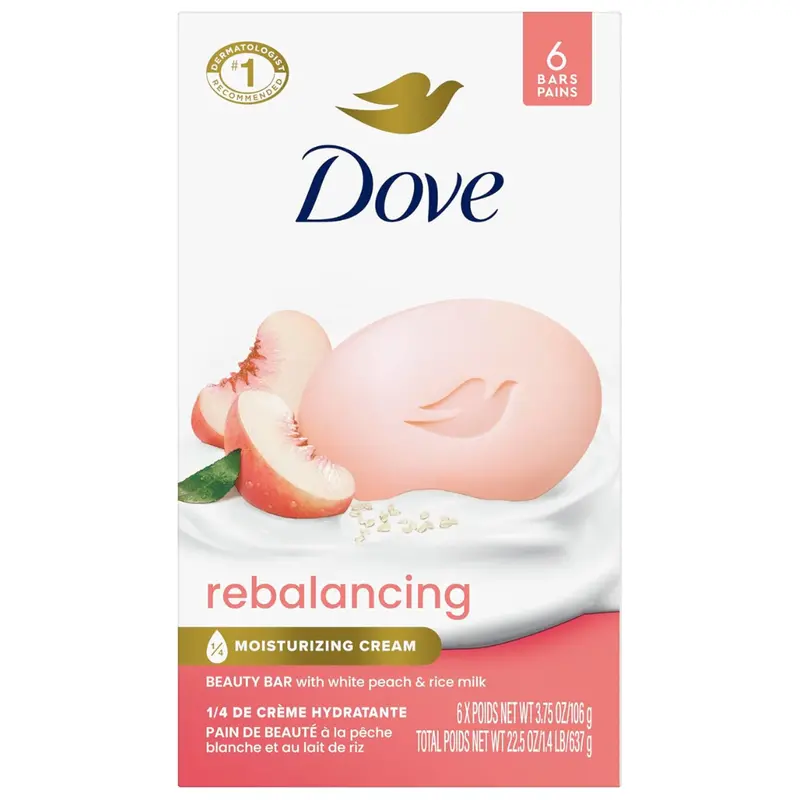 6-Count Dove White Peach & Rice Milk Beauty Bar Soap 1
