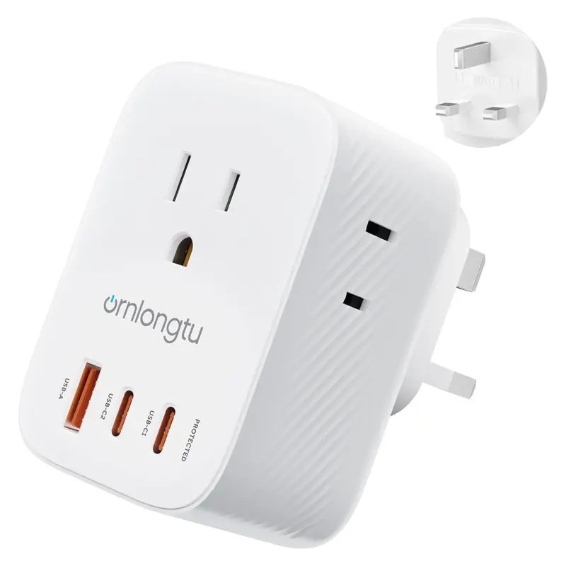6-In-1 20W Us To Europe Travel Plug Adapter W/ 3-Usb Port 1
