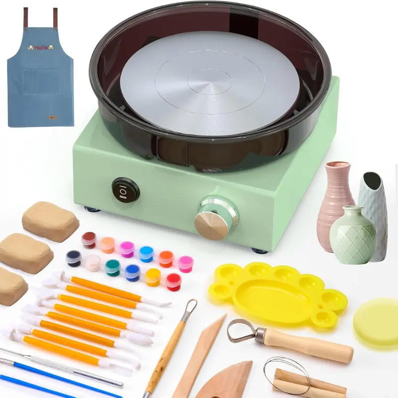 6" Mini Pottery Wheel Kit With 18-Piece Sculpting Tools 1