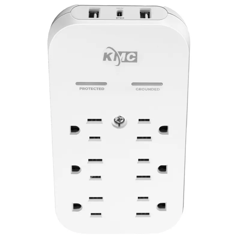 6-Outlet 2 Usb-A & Usb-C Ports 20W Pd Surge Protector Wall Tap 1