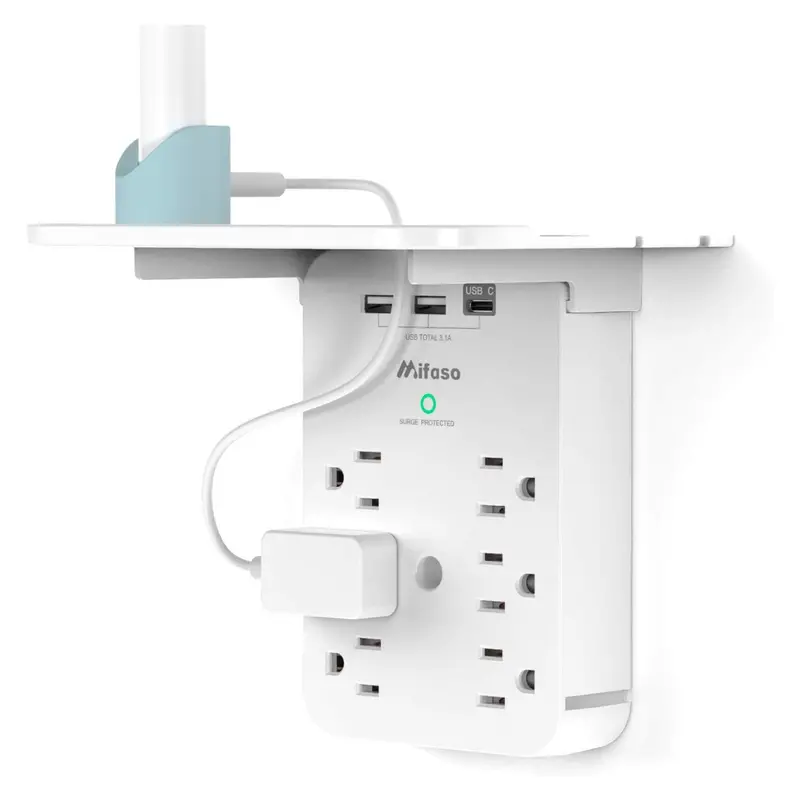6-Outlet Mifaso Wall Outlet Extender W/ Surge Protector & 3 Usb Ports 1