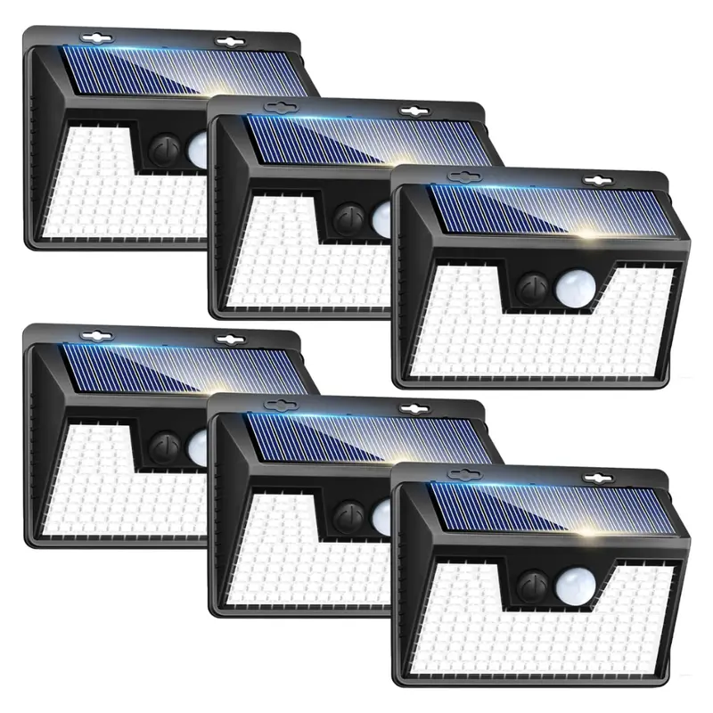 6-Pack 140 Led Solar Powered Waterproof Motion Light 1