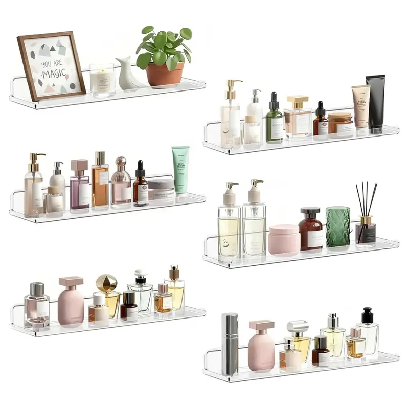 6-Pack 15" Acrylic Floating Wall Shelves 1