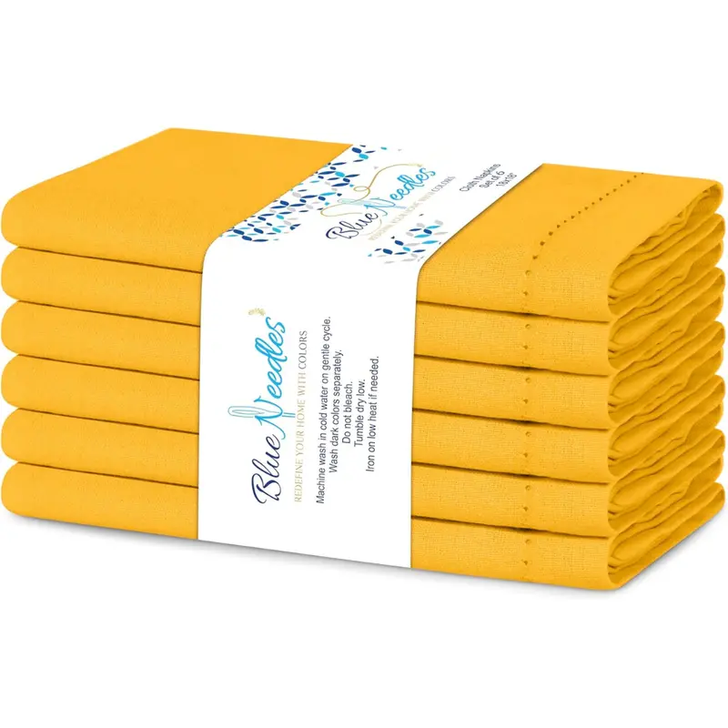 6 Pack 18"X18" Cotton Golden Yellow Cloth Dinner Napkins (Various) 1