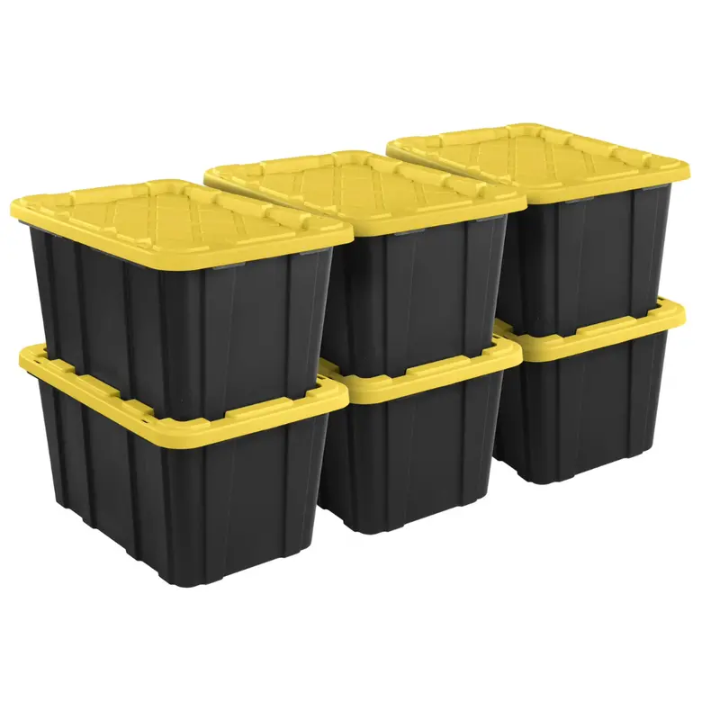 6-Pack 27-Gal Sterilite Industrial Tote Storage Bin W/ Snap-On Lid 1