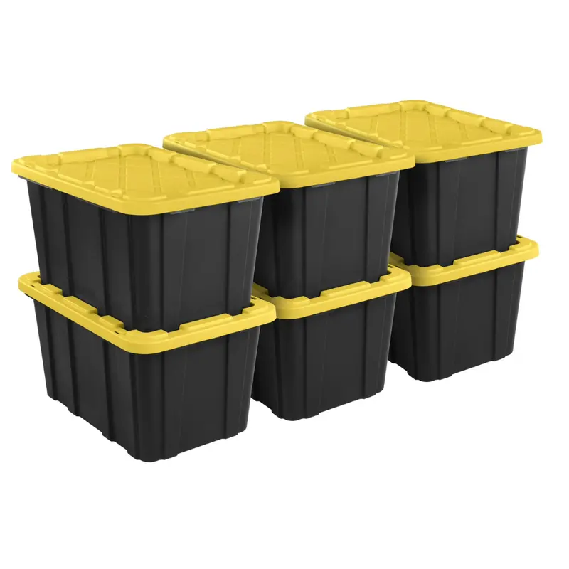 6-Pack 27-Gal Sterilite Industrial Tote Storage Bin W/ Snap-On Lid 1