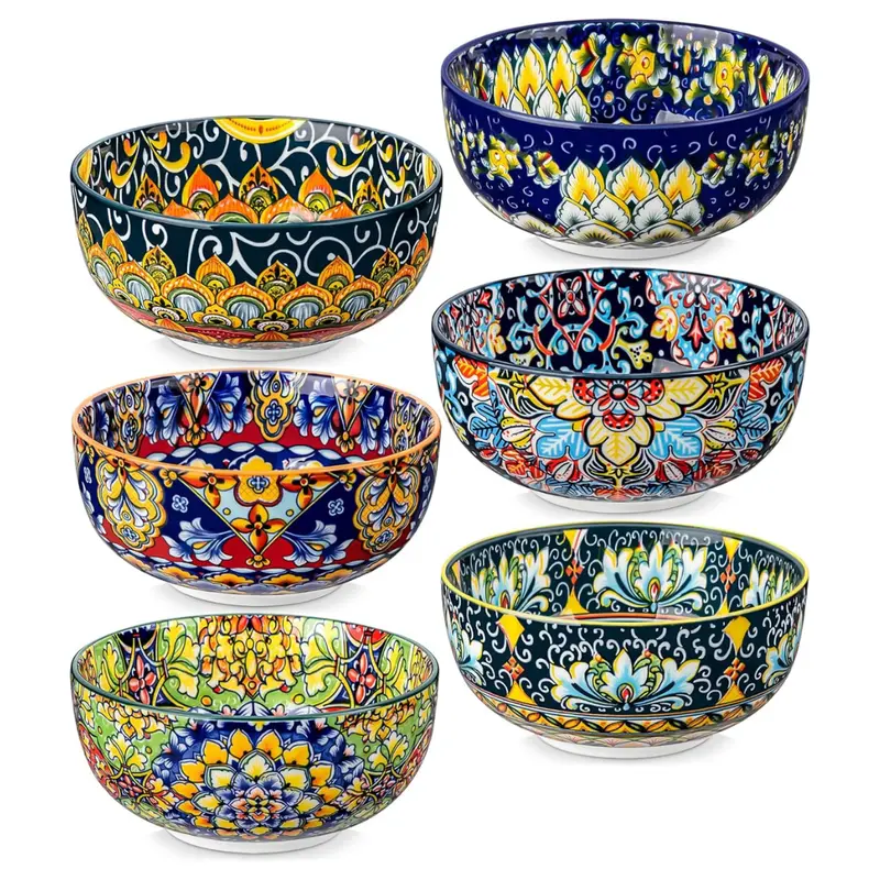 6-Pack 28Oz Vancasso Bohemian Ceramic Soup Bowls (Colorful) 1