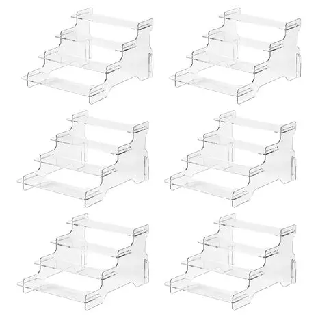6-Pack 4-Tier Clear Display Risers Stand 1
