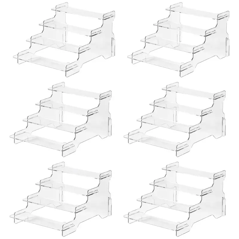 6-Pack 4-Tier Clear Perfume Display Risers 1