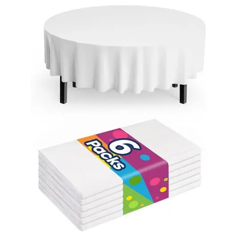 6-Pack 84'' Disposable Round Table Cloths 1
