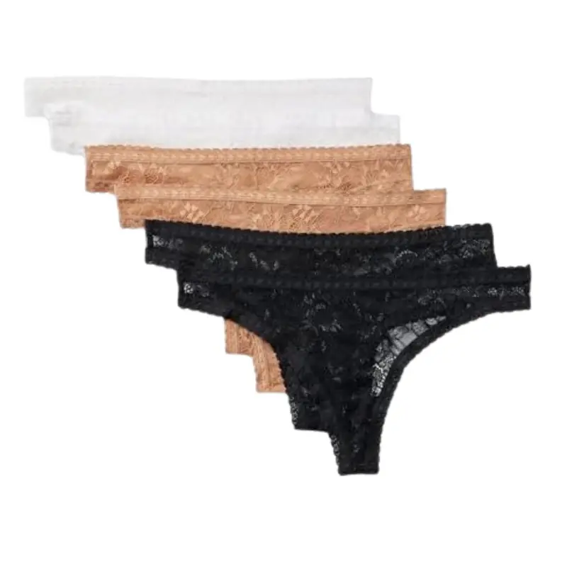 6-Pack Amazon Essentials Women's Stretch All Over Lace Thong 1