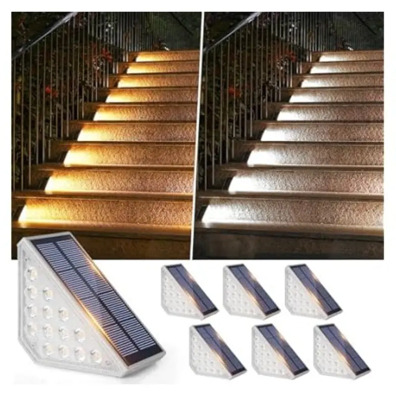 6-Pack Bosceos Upgraded 2-In-1 Solar Powered Stair Lights 1