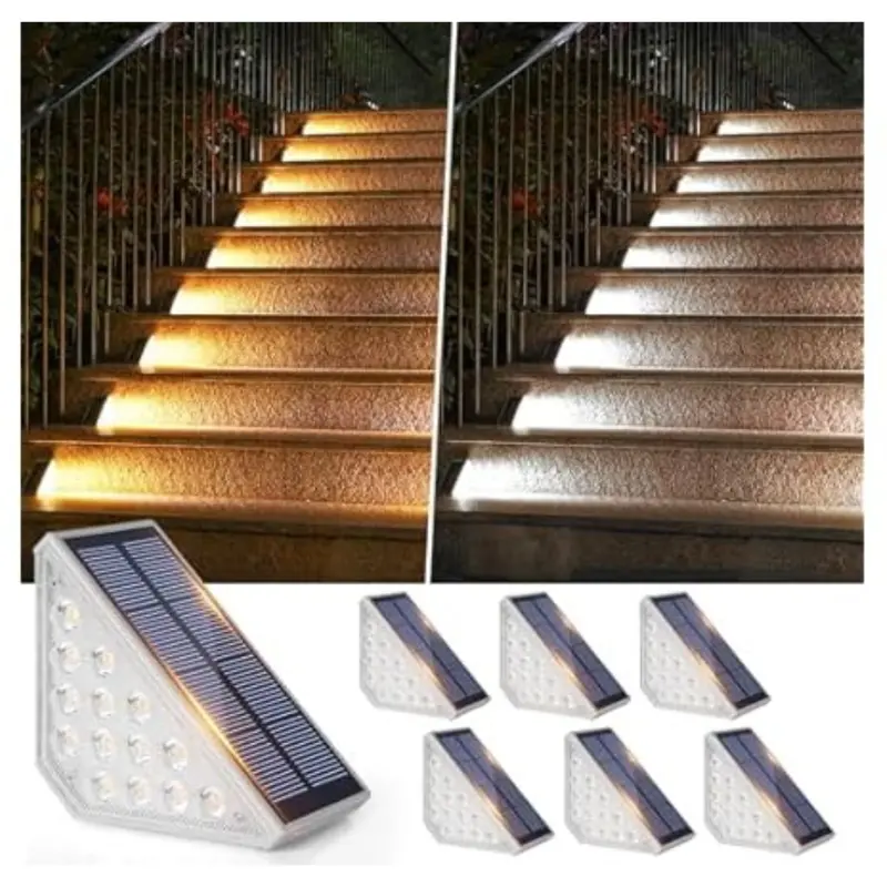 6-Pack Bosceos Upgraded 2-In-1 Solar Powered Stair Lights 1