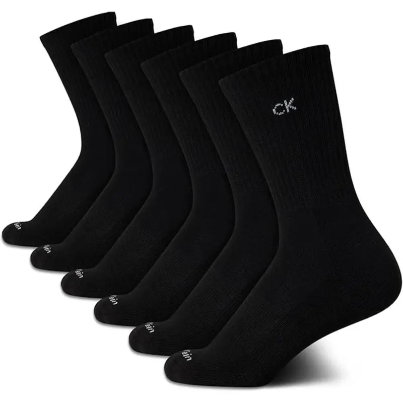 6-Pack Calvin Klein Women's Crew Socks (Size 4-10, Black) 1