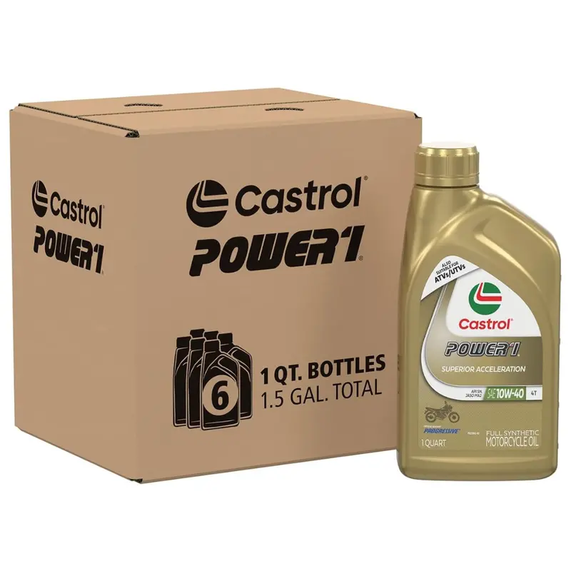 6-Pack Castrol Power1 4T 10W-40 Full Synthetic Motorcycle Oil, 1Qt 1