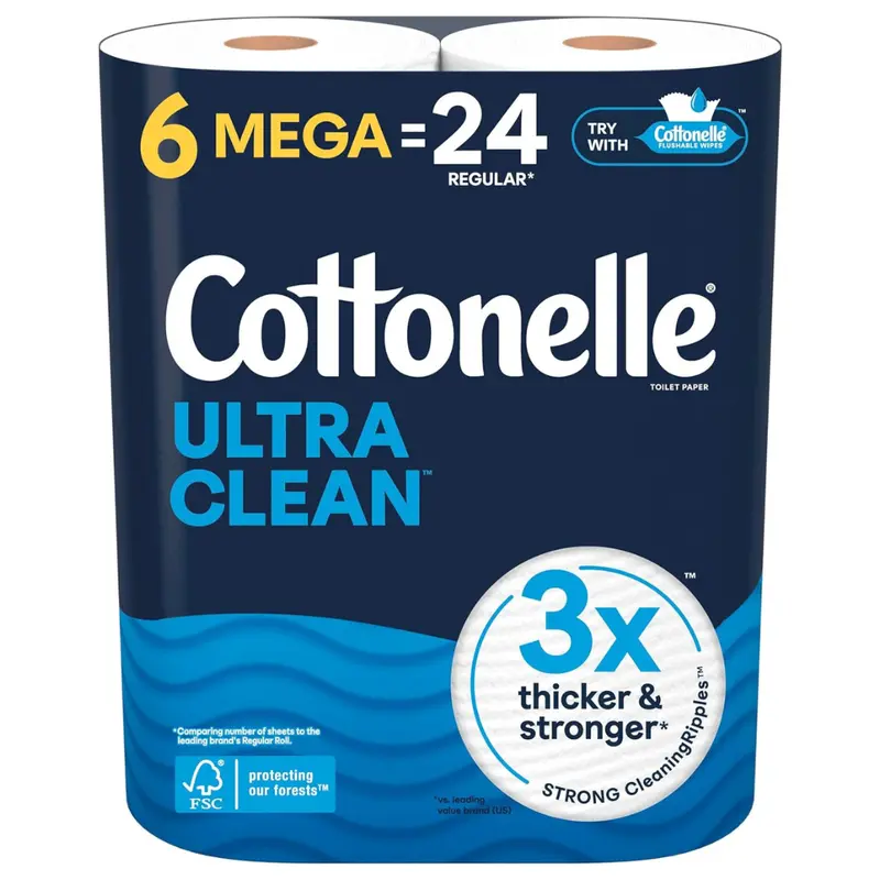 6-Pack Cottonelle Ultra Clean Toilet Paper Mega Rolls 1