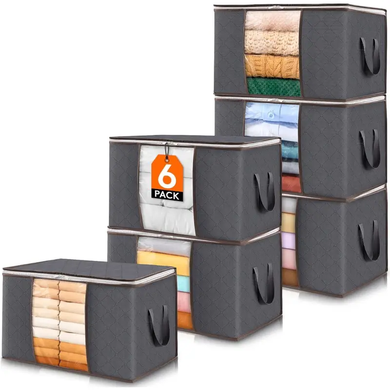 6-Pack Foldable Clothes Storage Bins With Lids 1