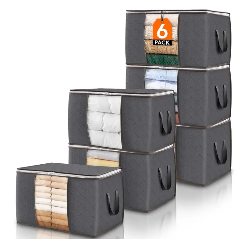 6-Pack Foldable Clothes Storage Bins With Lids 1