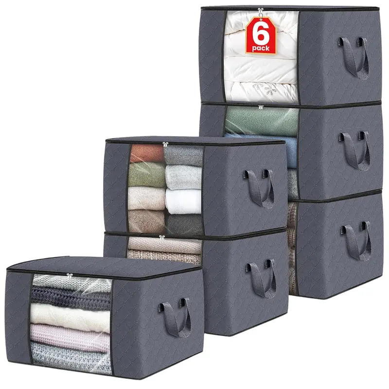 6-Pack Foldable Thick Fabric Clothes Storage Bags 1