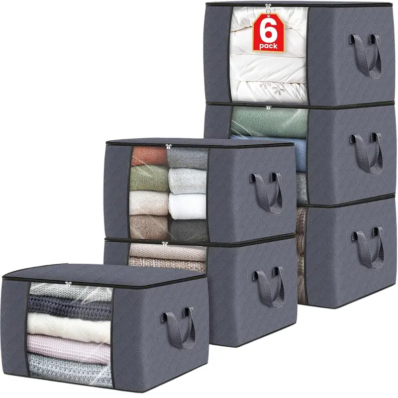 6-Pack Foldable Thick Fabric Clothes Storage Bags 1