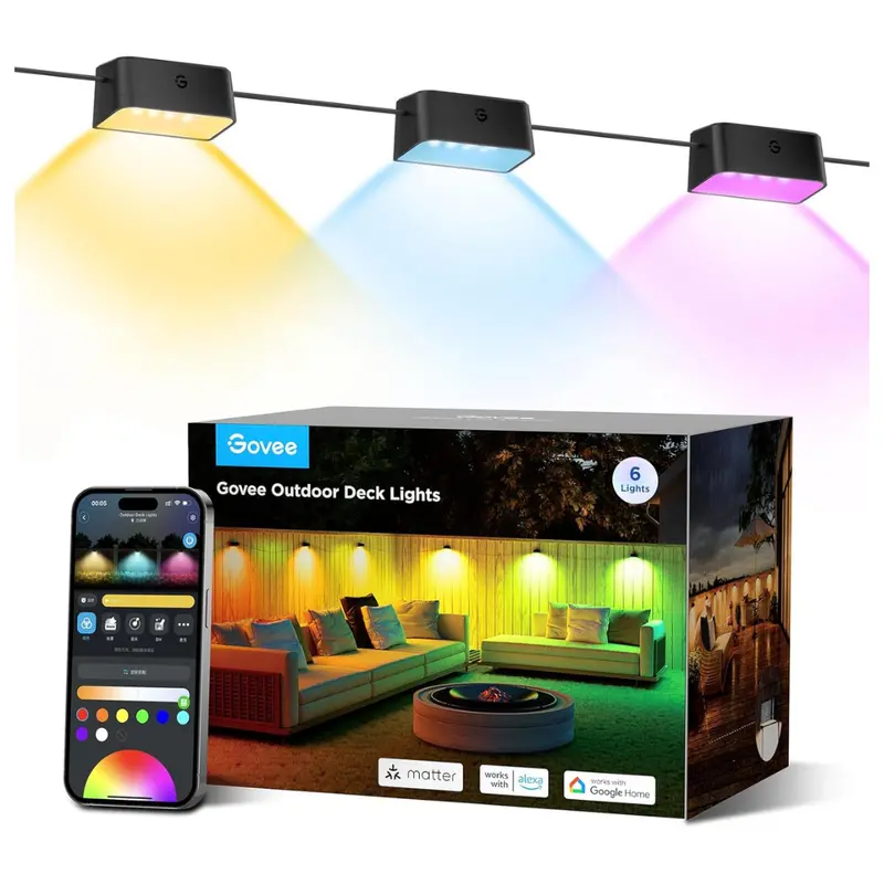 6-Pack Govee Rgbic Smart Outdoor Deck Lights (32.8Ft) 1