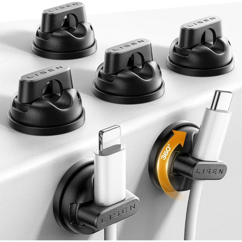 6-Pack Lisen Magnetic Rotatable Cord Holder 1