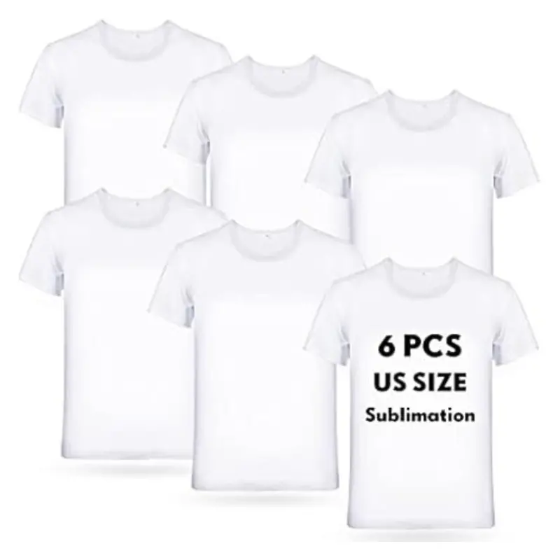 6-Pack Men's White Blank Crew T-Shirts 1