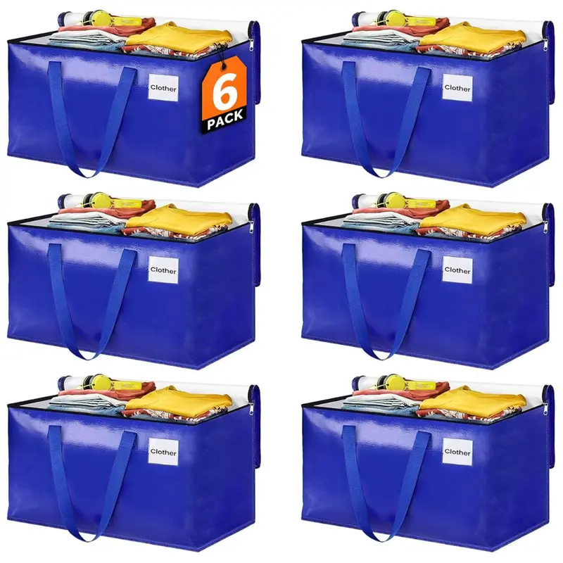 6-Pack Moving Bags With Sturdy Handles & Heavy Duty Zippers 1